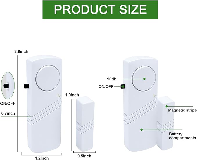 Door Window Alarm, 90dB Door Alarms Sensor for Kids Safety, Home Security, Door Window Burglar Alarm, Window Pool Alarms for Home, Apartments, Offices, Hotel Rooms (5pack)