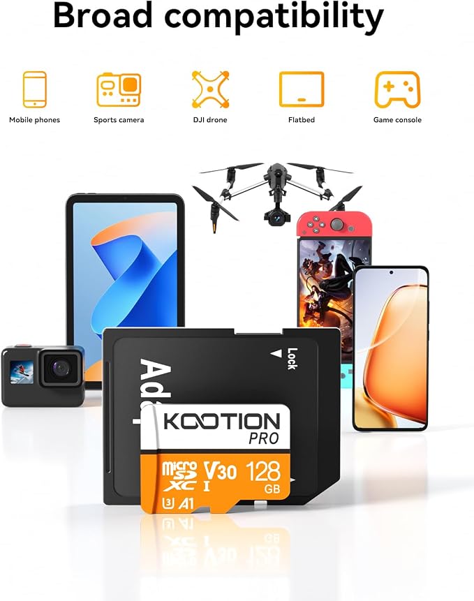 KOOTION 5 Pack Micro SD Cards 128GB, U3 microSDXC Flash Memory Card - Image 5