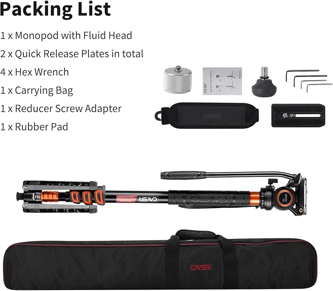 Cayer FP34 Monopod with Feet, 71 inch Aluminum Telescopic Camera Monopod with - Image 7