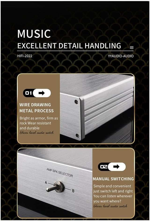 TKOWTB HiFi Lossless 4 in 1 Out 2 in 1 Out HiFi Stereo Audio Source Input Signal Switcher Switch Splitter Box(A) Easy Install