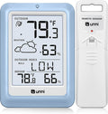 Indoor Outdoor Thermometer Wireless Weather Station, Temperature Humidity Monitor Battery Powered with 330ft Range Remote Sensor and Backlight Display（Light Blue）
