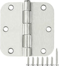 18 Pack Rounded Brushed Nickel Door Hinges 3-1/2" x 3.5 Inch 5/8 Radius for Interior Doors 3 ½ Inch Heavy Duty Hardware Fittings No Squeak House Villa Cando Loft Home Room Ironmongery Satin Sliver