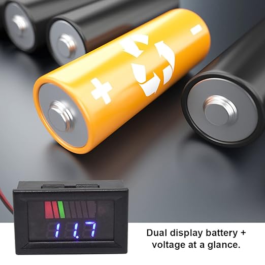 Battery Charge Level Indicator Car Battery Capacity Meter Tester Checker 12V-72V Blue Motorcycle Checker Auto Tester Fuel Gauge Indicator