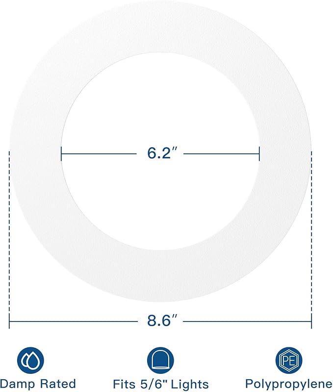 Amico 6 Pack Goof Rings for 6 Inch Recessed Lights, Can Light Trim Ring Cover - Image 2
