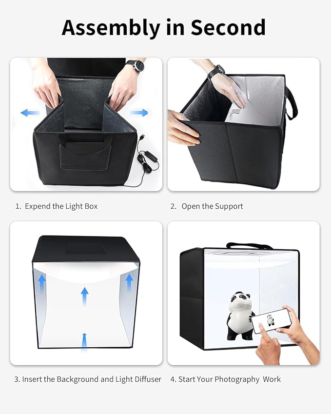 Glendan Portable Light Box Photography: 16"x12" Folding Photo Box - Image 4