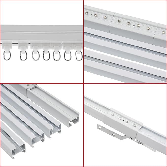 Lemoeyes Electric Curtain Track, Retractable Motorized Curtains Rod From 7-13.78ft, Automatic Curtain Opener with controller/Voice Control, Smart Curtains System for I-Rrail and U-Rail (For 7-13.78ft)