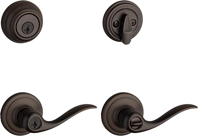 Kwikset 991 Tustin Entry Lever and Single Cylinder Deadbolt Combo Pack by Kwikset