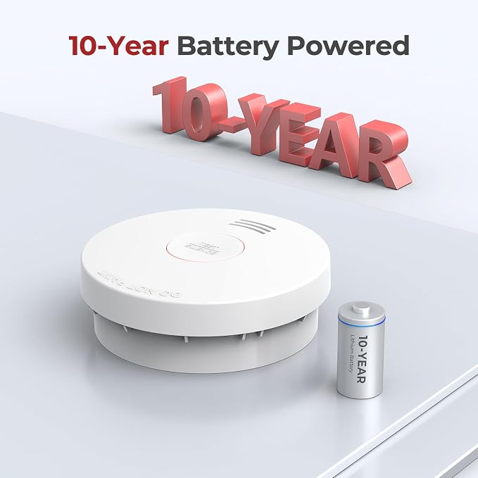 SITERLINK Smoke Detectors 10 Year Battery Operated, UL217-9th Listed Smoke Alarm - Image 2