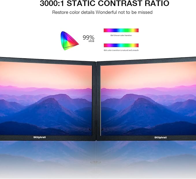 SKitphrati 15.6 Inch Small PC Monitor, FHD VA 1080P Desktop Display with 1920x1080 99% sRGB HDMI VGA Ports, VESA Mounting, LED Monitor for PC, Laptop and Computer, Black