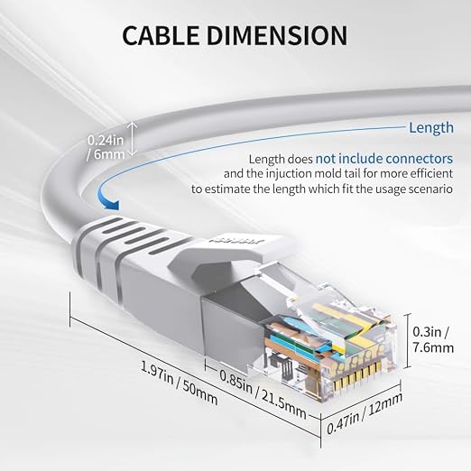 Cat 6 Ethernet Cable 25 ft Network RJ45 Unshielded Cat6 Patch Cable Internet - Image 7