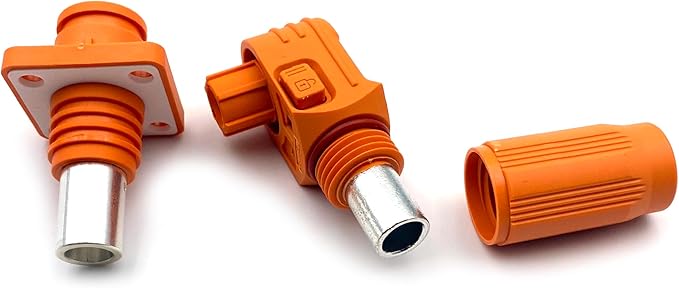 1 Set Battery Energy Storage Connector, 100A High Current Connectors Quick Plug Terminal Orange Right Angle Plug and Socket IP67 Waterproof Power Adapter Crimping 16mm² Wiring (1000V)