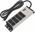 CCCEI Magnetic Heavy Duty Power Strip Surge Protector 20Amp, 12 Gauge High Amp Extension Outlets, Garage Wall Mount 8 Plug Metal Power Strip. 6FT, Grey, 5-15P Adapter 6-20R T-Slot 20a for Appliance
