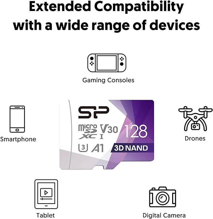 Silicon Power 128GB Micro SD Card U3 SDXC Up to 100MB/s High Speed Memory Card - Image 3