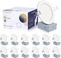 POWERASIA 12 Pack 4 Inch Ultra-Thin LED Recessed Ceiling Light with Junction Box, Recessed Lighting 4 Inch 5000K Dimmable Daylight, 9W 110W Eqv, 850LM High Brightness - ETL and Energy Star Certified