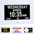 ybest 7 Inch Extra Large Day Date Time Digital Day Calendar Clocks with Auto-Dimming 12 Alarm Reminders Dementia Clock for Senior Elderly impaired Vision Memory Loss