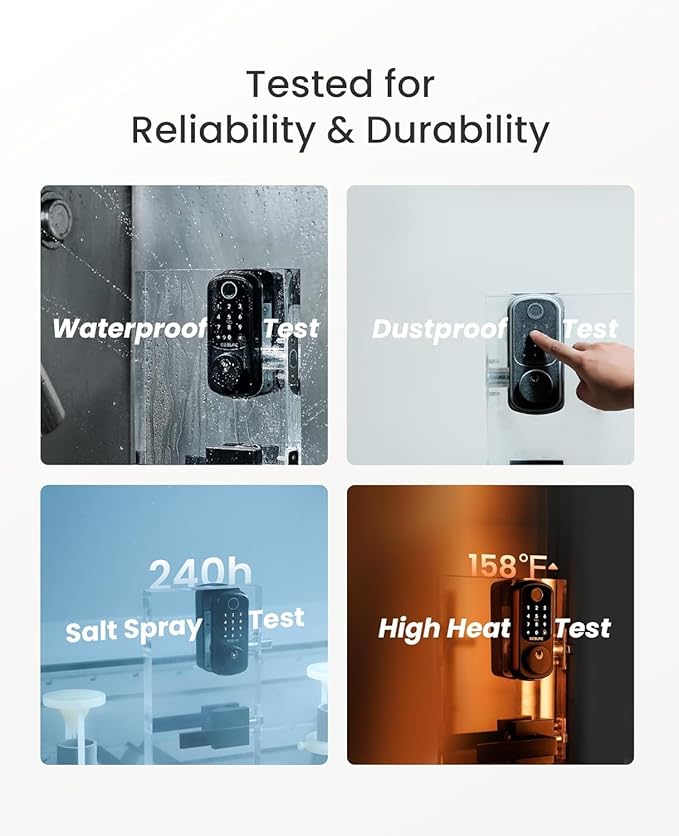 DESLOC B200 Fingerprint Smart Lock with 2 Lever Handles, Keyless Entry Front Door Lock Set, Electronic Keypad Deadbolt, App Control, Auto Lock, Long Battery Life, Secure Home Access