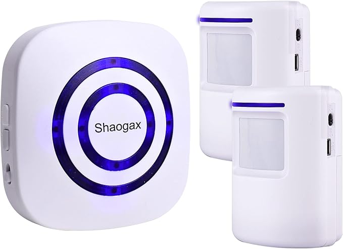 Shaogax Motion Sensor Alarm System, Wireless Home Security Driveway Alarm Indoor, Motion Detector Alert with 2 Sensor and 1 Receiver -38 Chime Tunes
