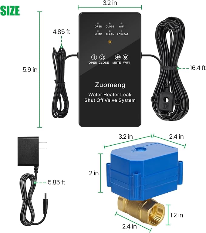 WiFi Water Leak Detector with Automatic Shutoff Valve，Zuomeng Smart Water - Image 6