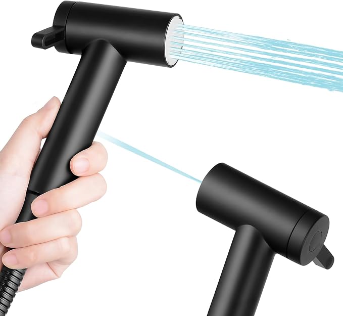Handheld Bidet Sprayer for Toilet, Adjustable Water Pressure Control Rotary Switch with Bidet Hose, Exclusive Single Nozzle High Pressure Mode for Cleaning Stubborn Stains, Matte Black