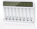 Rechargeable Battery Charger, 8 Bay AA AAA Smart Charger with LCD Display, Independent Slots for Ni-MH Ni-CD Batteries