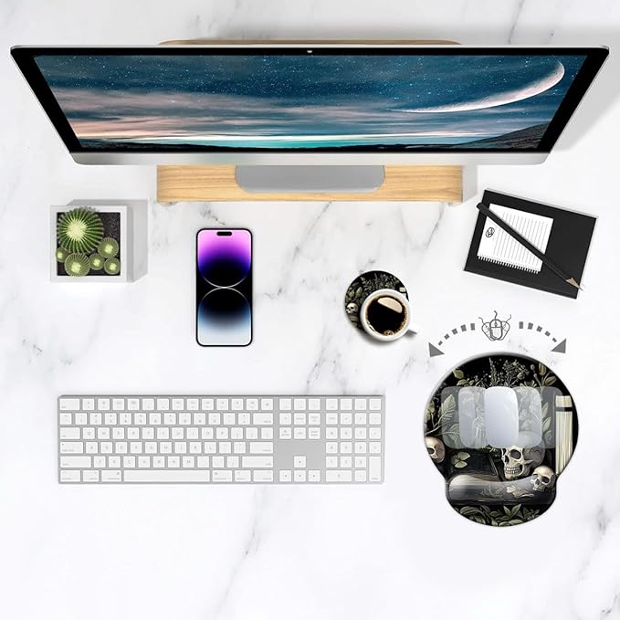 Ergo Comfort Gel Wrist Rest Mouse Pad-Ergonomic Office Mousepad with Wrist Support-Non-Slip, Design Desk Accessories Mat for Home&Game Decor Goth