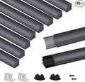 VST 10pack 3.3 ft LED Channel, V Shape Led Diffuser Channel, LED Aluminum Channel System with Black Cover, End Caps and Mounting Clips, Aluminum Profile for LED Strip Light Very Easy Installation