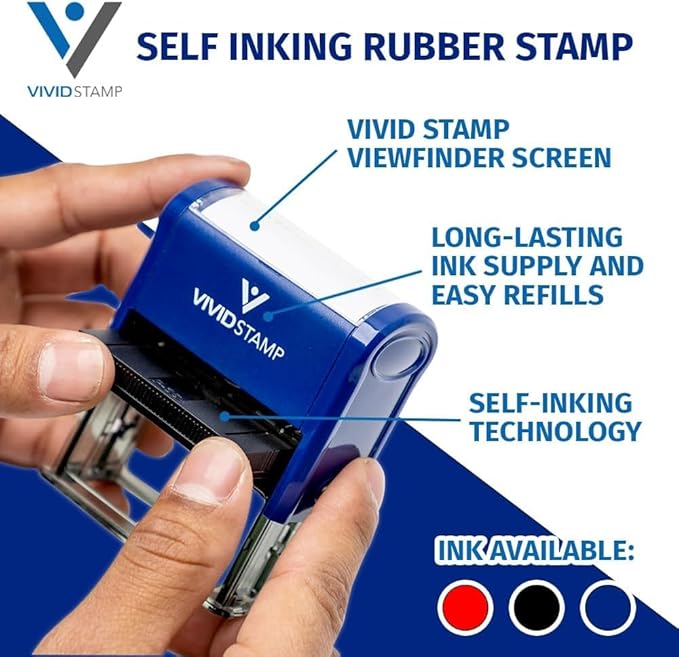 Basic Closed Self Inking Rubber Stamp (Blue Ink) - X-Large