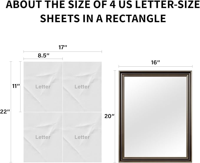 Retro Copper Effect Framed Wall Mirror, 16x20 Rectangle Mirror, Anti-desilvering Tempered Glass, Sustainable&Sturdy Frame, Anti-Rust, HD Reflection &3min Fast Setup for Bathroom Living Room