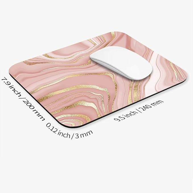 Armanza Square Mouse Pad Pink Gold,Personalized Premium-Textured Custom Mouse Mat Design,Washable Mousepad Cloth,Non-Slip Rubber Base Computer Mouse Pads for Wireless Mouse