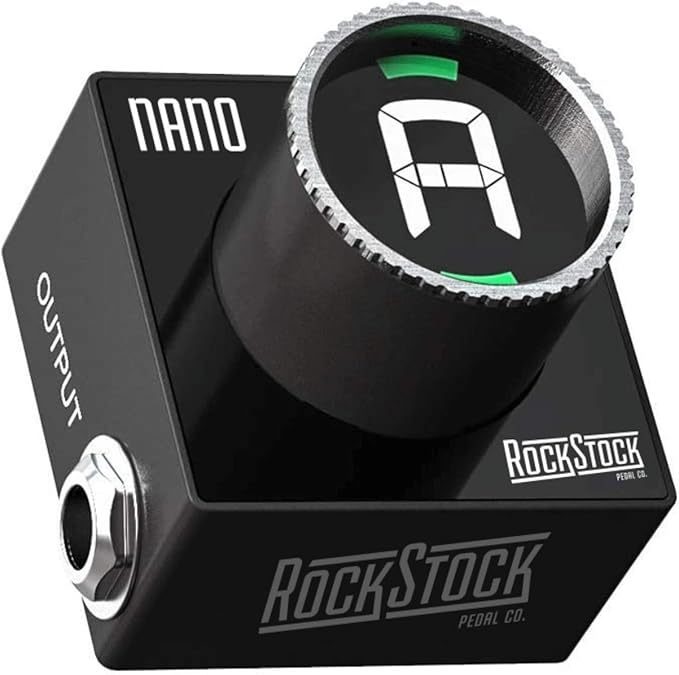 Rock Stock Nano Electric Guitar Tuner Pedal - Compact Chromatic Tuner Foot Pedal Fits on Any Pedalboard - For Acoustic, Electric, Bass Guitar, Mandolin and Other Instruments