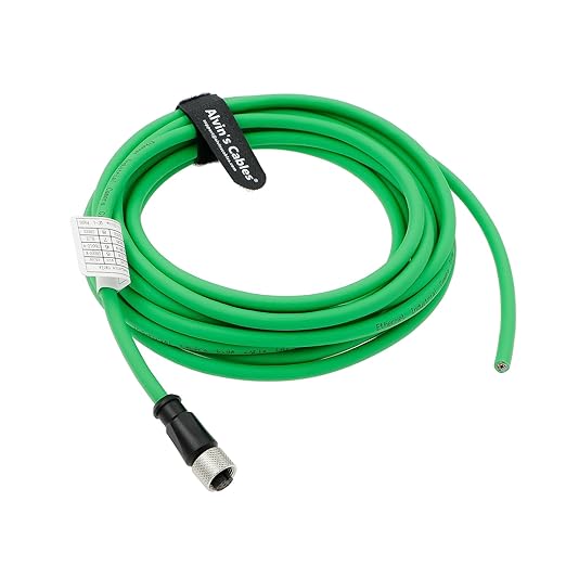 AConnect M12 A Code 8 Pin Female to Flying Leads Cable Industrial Aviation Sensor Waterproof Electrical Shielded Cable for Industrial Cameras Automation Device Network Fieldbus Module 15M