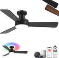 Homlit 42" RGB Ceiling Fan with Light, Music Sync Smart Fan with Alexa/Google/App Control, Low Profile Flush Mount, 6-Speed Quiet DC Motor, 4 CCT Dimmable Lighting for Bedroom Living Room, Black