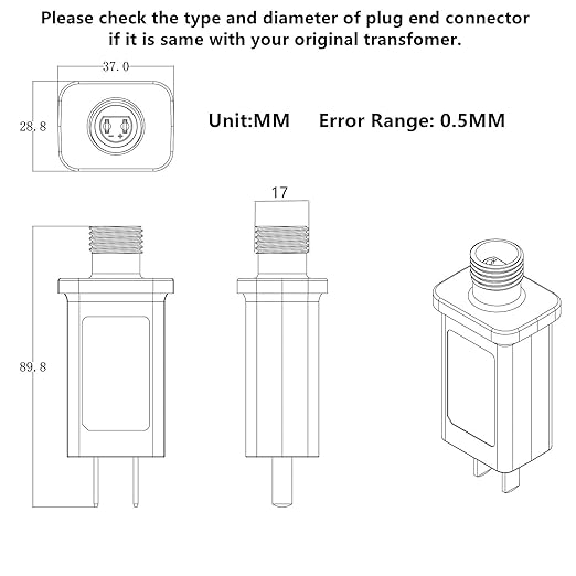4.5V LED Controller LED Transformer Class 2 Power Supply, IP44 Waterproof Low Voltage Transformer US Plug for Christmas Light, String Light (4.5v 0.6a 1pack)