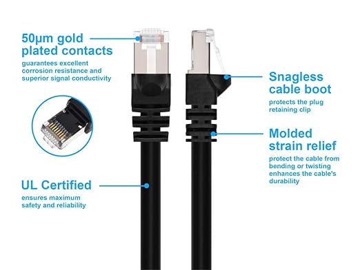 Monoprice Cat6A 50ft Black Patch Cable Double Shielded 26AWG 10G Pure Bare - Image 3