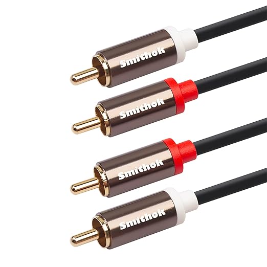 Smithok RCA Cables 2 Pack[Hi-Fi Sound, PVC Jacket, Shielded], 2-Male to 2-Male RCA Audio Stereo Subwoofer Cable Auxiliary Cord for Home Theater,Amplifiers,HDTV,Hi-Fi Systems,Speakers… (10Ft/3m)
