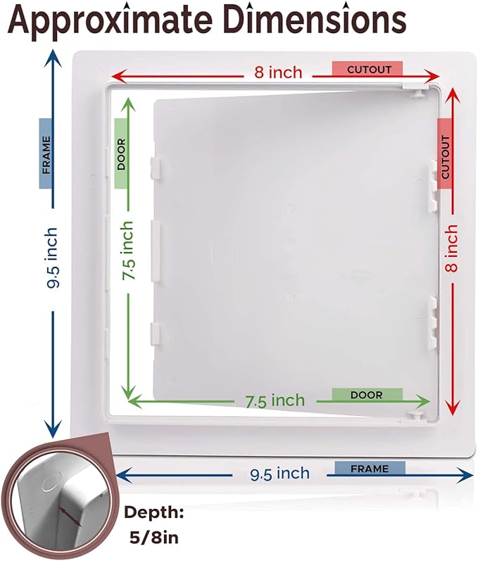 Morvat Access Panel 8x8 Inch for Drywall & Ceiling with Door, Heavy-Duty Durable ABS Plastic & Easy Install Access Box, Wall Hole Cover Plate for Plumbing & Electrical Cables & Wiring, White, 40-Pack