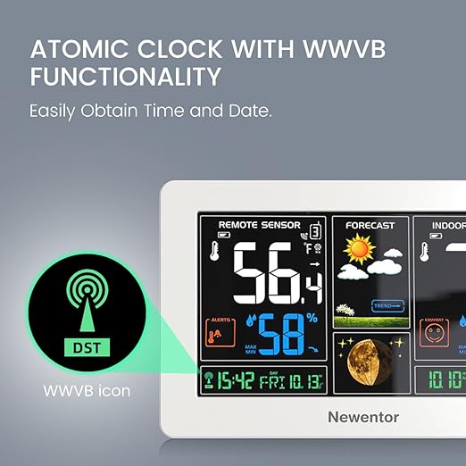 Newentor Weather Station Wireless Indoor Outdoor Thermometer, Color Display - Image 2