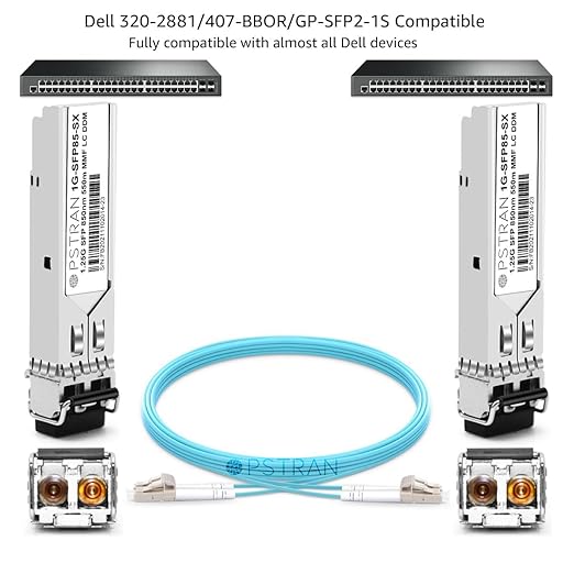 OPSTRAN 1000BASE-SX SFP Optical Transceiver Module Compatible with Dell 320-2881 407-BBOR GP-SFP2-1S 850nm 550m DDM Duplex LC MMF 4pcs/Pack