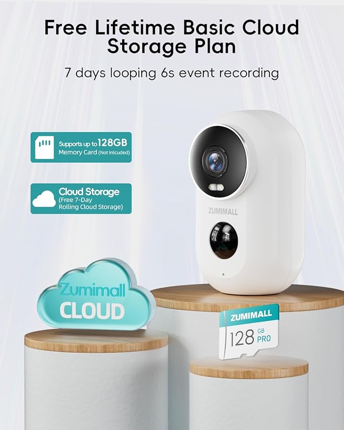 ZUMIMALL Solar Security Cameras Wireless Outdoor, 2K Outdoor Camera Wireless Solar Powered, 2.4G WiFi Battery Camera, 3MP Color Night Vision, Magnetic Mount,Siren,PIR/AI Analyse, IP66, Cloud, Alexa