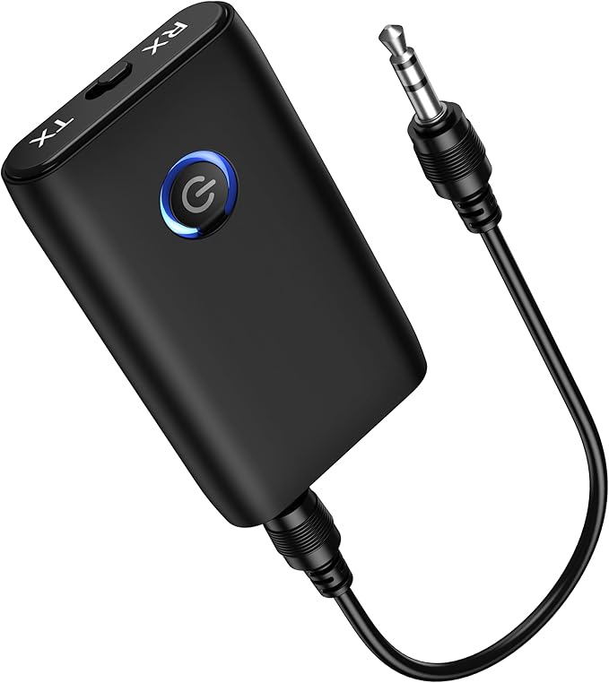 Ankilo Aux Bluetooth Adapter for Car, Upgraded Bluetooth 5.3 Transmitter Receiver, Portable Wireless Adapter, 2-in-1 Aux Audio Receiver for Laptop, Radio, Headphones, Speakers, TV