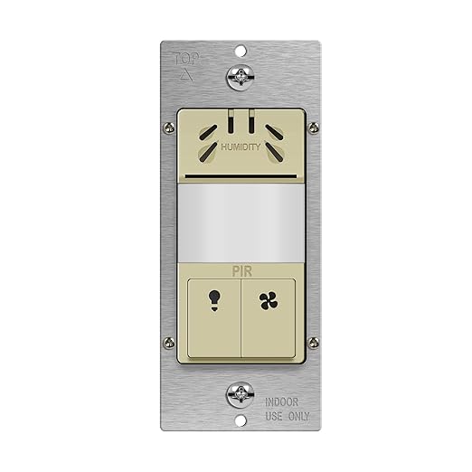 TOPGREENER Humidity Sensor Switch with PIR Lighting Motion Sensor, Neutral Wire Required, Air Moisture Detection for Ventilation Fan, Bathroom Fan Automated Control, UL Listed, TDHOS5-I, Ivory