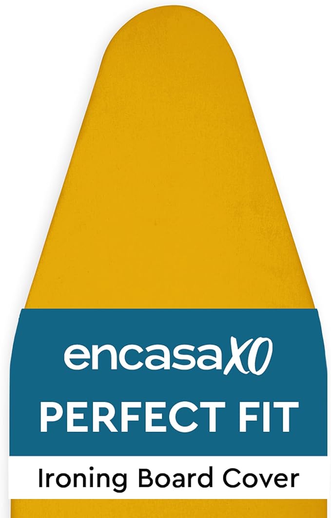 Encasa XO Ironing Board Cover and Pad 49"x18" - 4mm Felt Wide Iron Board Cover with Padding - Heat Resistant, Stain-Safe Dye, Non Slip Elastic Bungee Cord Tightening Iron Table Cover Mango