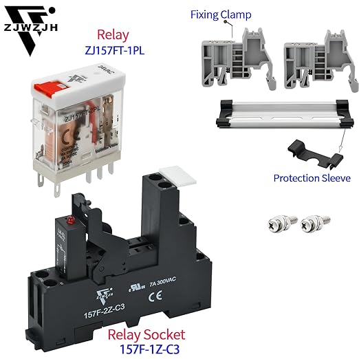 UL Listed 6Pcs 24VAC Relay Electromagnetic Power Relay 8Amp 8Pins DPDT with Test Button, Indicator Light Module and Socket Base 2NO 2NC AC 24V