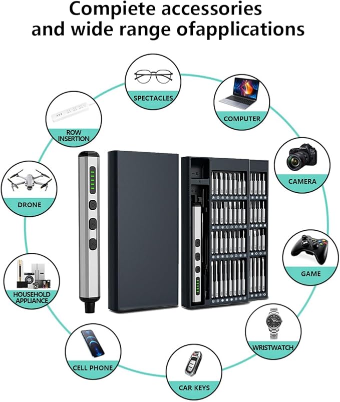 Mini Electric Screwdriver 3.7V Precision Screwdriver Set Cordless Screwdriver Rechargeable Magnetic Drill Tool Kit for Electronics, Computer, Mobile Phone, Laptop, Camera (Cube set silver [68-in-1])