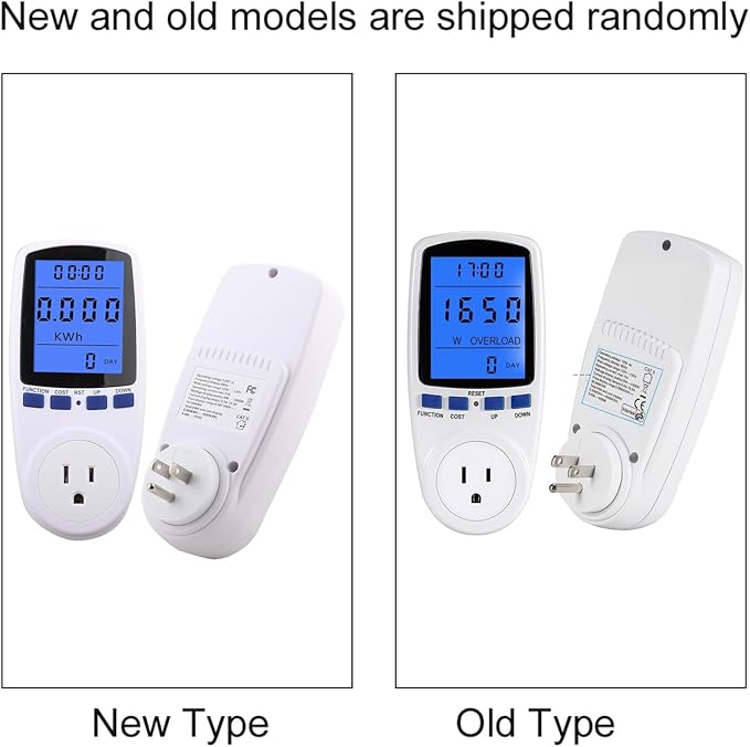 Klanata LCD Display Digital Power Meter, Voltage Monitoring with Overload, Wattage and KWH Measurement for Home Energy Efficiency
