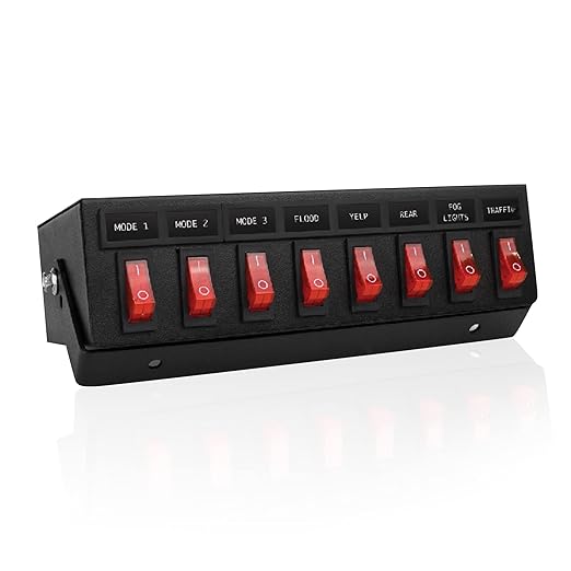 Ultra Bright Lightz 1100 8-Switch Backlit Controller Box | Emergency Vehicle Strobe Warning Lights | Siren | Speaker