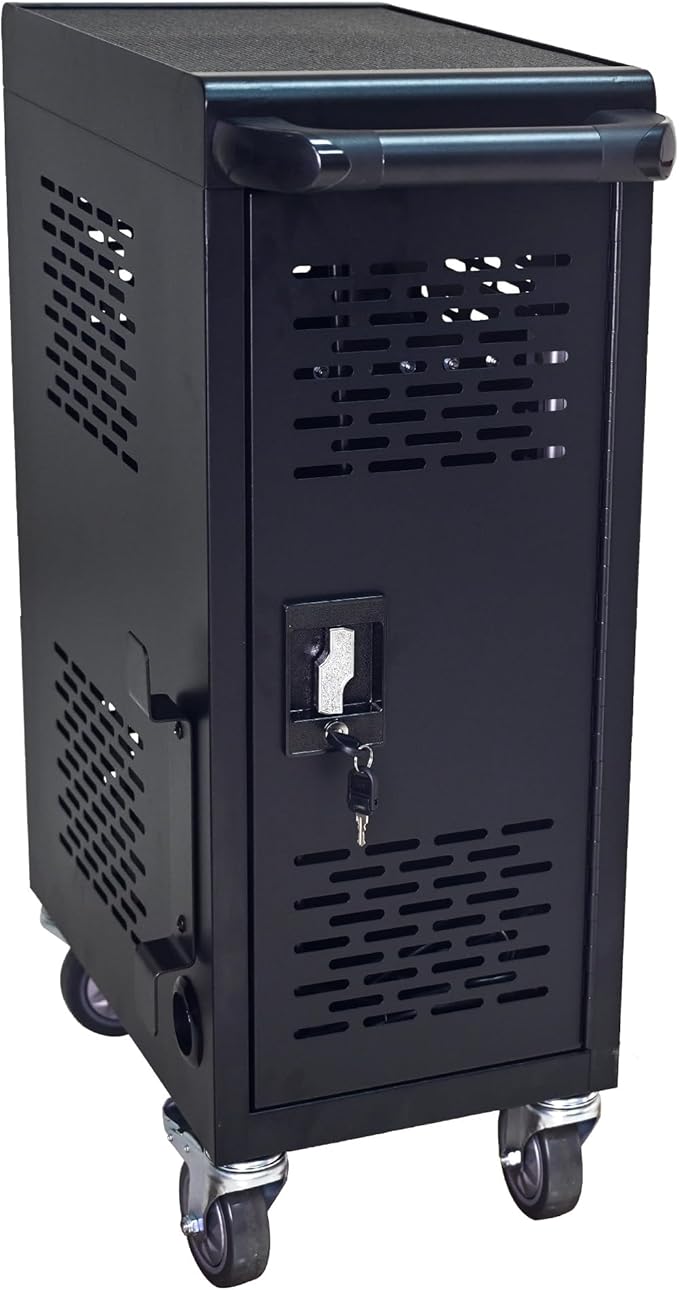16 Device Mobile Charging Station for Laptops/Tablets/iPads/Chromebooks,16 Bay Lockable Charging Cabinet with Cable Management & Power Strip Included, Laptop & Tablet Storage Carts,Easy Assembly