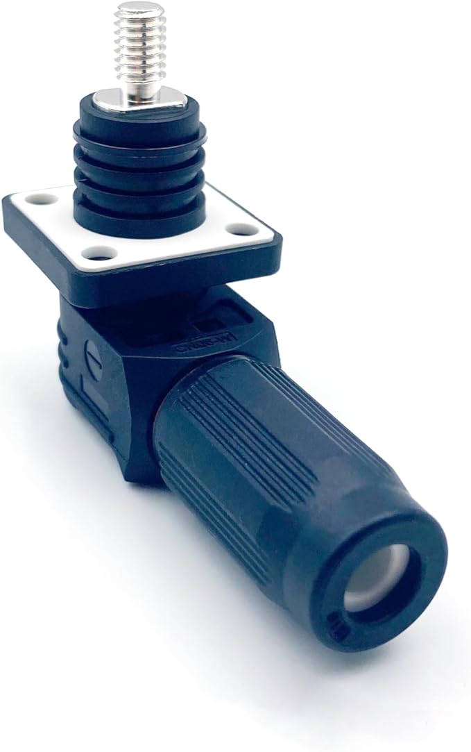 1 Set Battery Energy Storage Connector, Quick Plug Terminal High Current Connectors Right Angle Plug and Socket IP67 Waterproof Power Connector Stud Wiring Method 60A 10mm² (60A, Black)