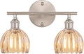 Shenmoyl Bathroom Light Fixtures, 2-Light Vanity Wall Light Over Mirror with Amber Tulip Glass Shade for Bedroom Living Room (Bulb Not Included), Satin Nickel