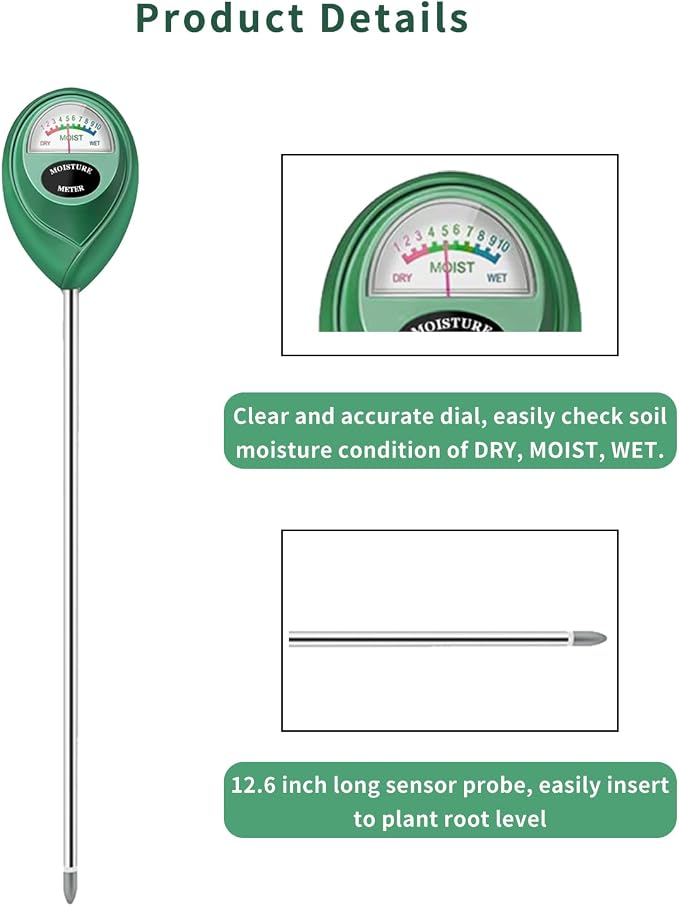 Censinda Soil Moisture Meter, 2 Pack Long Probe Soil Moisture Monitor - Image 4